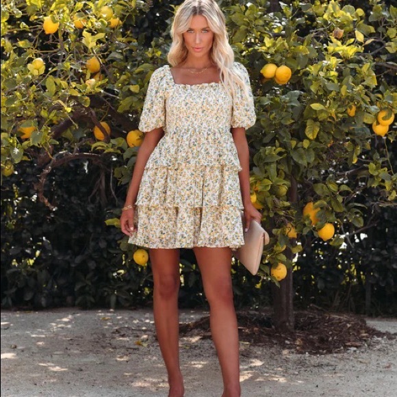 Endless Rose Dresses Kamsi Floral Puff Sleeve Tiered Babydoll Dress